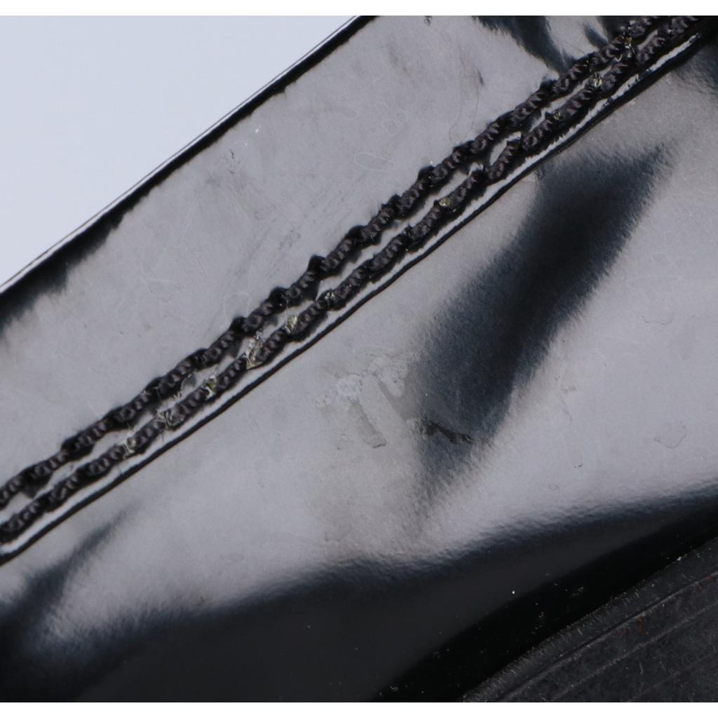 Chanel G37430 Metall-Logo Lackleder Slipper Schuhe 37C schwarzGebraucht