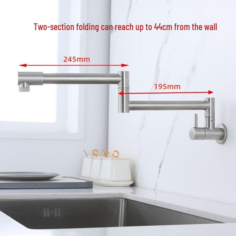 Handun Wall-Mounted Foldable Single Cold Faucet for Mop Sink/Kitchen with Dual Spray Modes