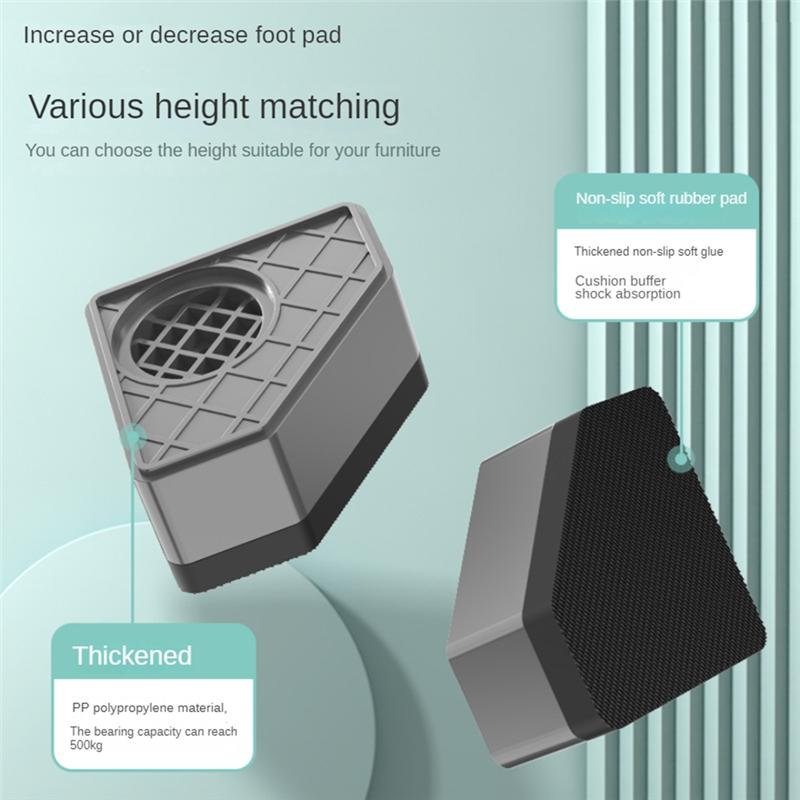 4Pcs Washing Machine Height Increase Pads Anti Pads Silent Skid Raiser Mat Refrigerator Dryer Support Stand 11.5CM