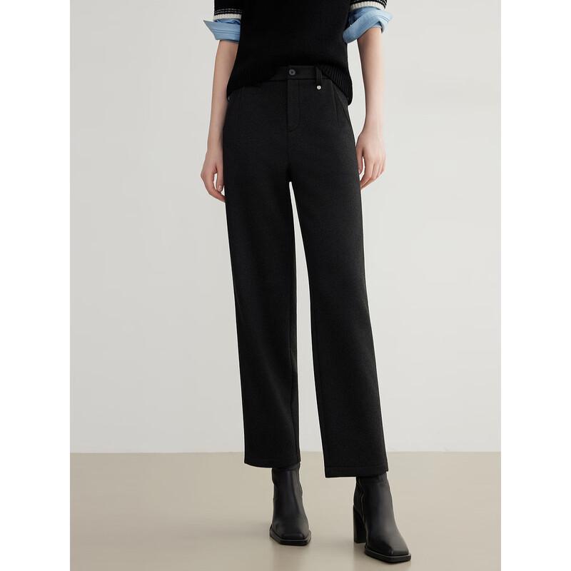 ELLE Women's Fleece-Lined French Knit High-Waist Straight-Leg Cropped Pants