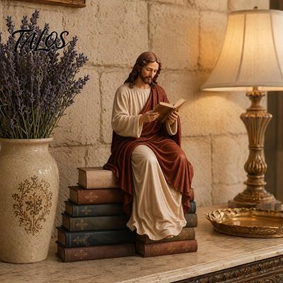 Reading Virgin Mary Figurine for Bookshelf, Resin Jesus Statue Shelf Sitter, Decorative Sculpture for Home Office, Gift for Book Lovers