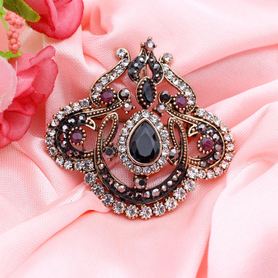 Spilla vintage con fiore in cristallo Spilla da donna color oro antico