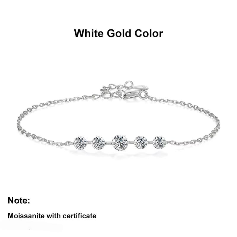 

NeeTim Full Moissanite Bracelets for Women S925 Silver Lab Diamond Plated Gold Bracelet Wedding Birthday Party Jewelry Moissanite