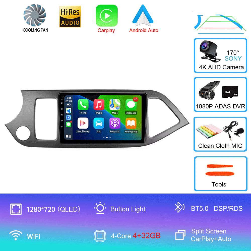 Car Radio Android 14 Carplay WIFI+4G For KIA PICANTO Morning 2011 2012-2016 Navigation GPS Multimidia Video Player Head Unit DSP