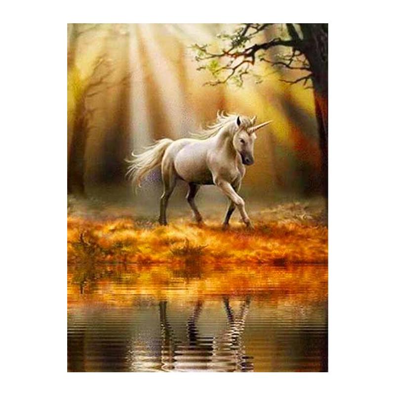 5D DIY Diamond Painting Animal Horse Kit Full Drill Round Embroidery Mosaic Art Picture of Rhinestones Home Decoration Gift