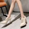 2025 New Design High Heels Pointed Toe Thin Heel Waterproof Platform High Grade Shoes Night Club Super Popular Slim Ankle Boots