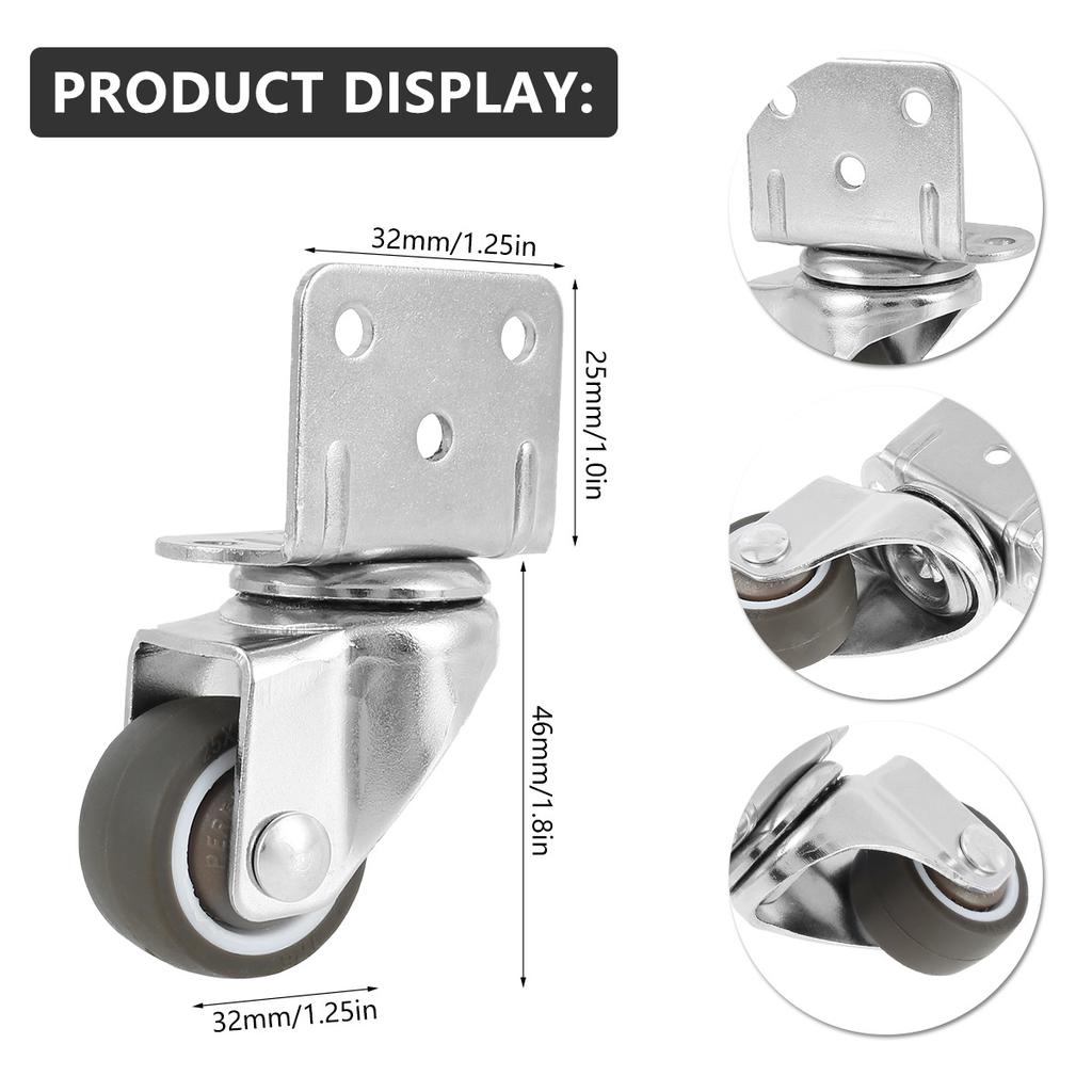 4Pcs Universal Swivel Casters Heavy Duty Furniture Wheel Soft Rubber Castor Silent Trolley Wheels for Table Chair Sofa Hot Sale