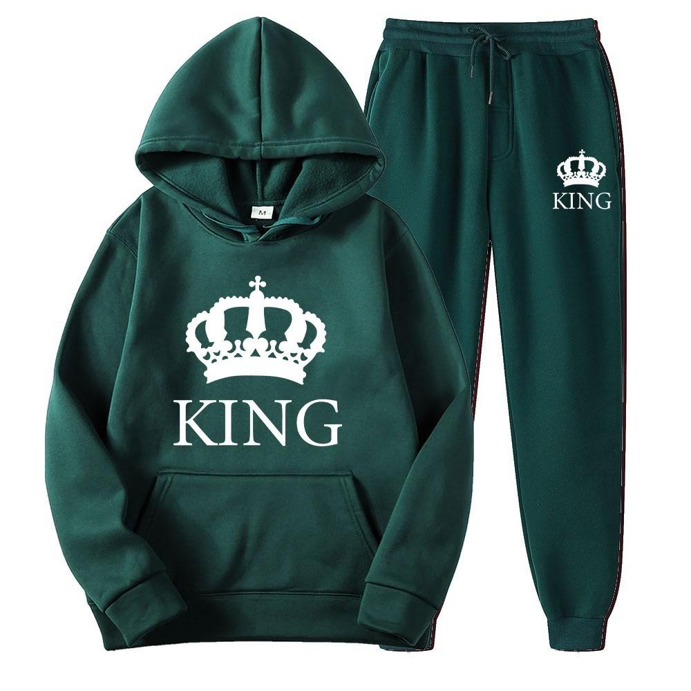 Hot Selling Couple Hoodie Sweatshirt Set for Men and Women's Casual Loose Long Sleeved Fleece Hooded Set