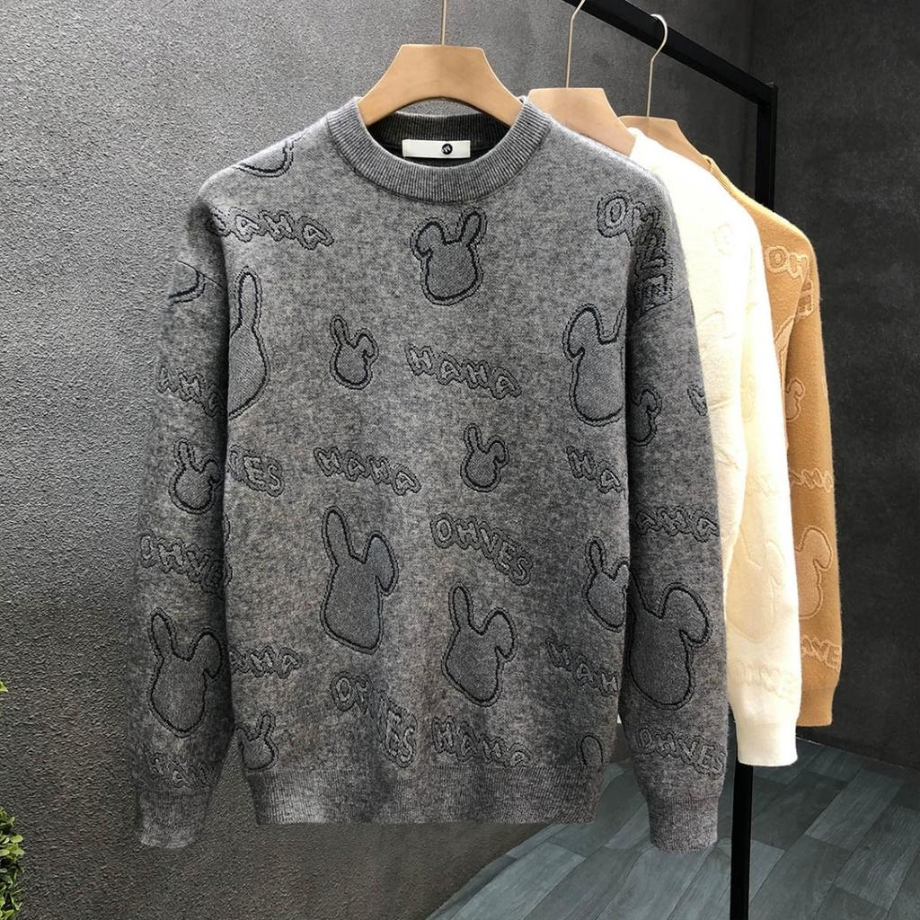 Jesienno-zimowy gruby sweter męski w koreańskim stylu, modny, luźny, dzianina w japońskim stylu, zimowy sweter w stylu Hong Kongu, leniwy płaszcz swetrowy