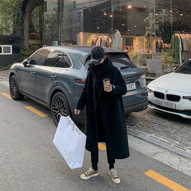 Women's Mid-Length Double-Breasted Wool Camel Coat - Autumn/Winter Korean Style Trend