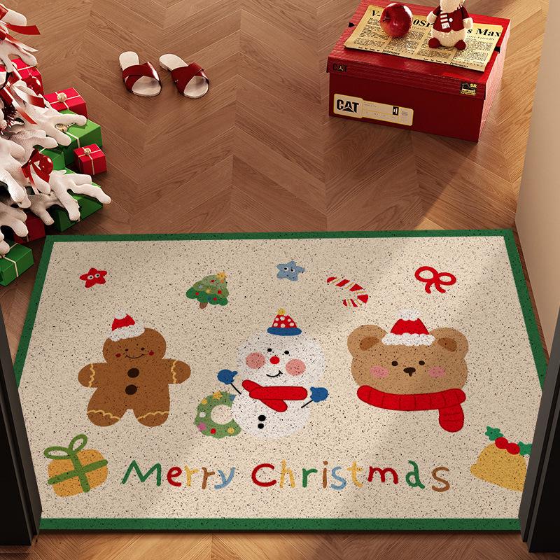 Christmas Loop Pile Non-slip Doormat: Wear-resistant, Cuttable, Ideal for Home Entrances