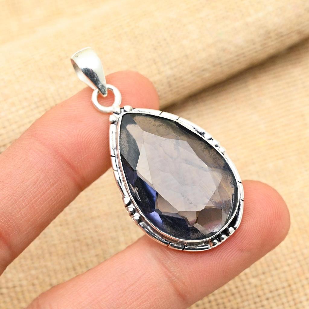 Iolite Gemstone 925 Sterling Silver Handmade Pendant Jewelry Beauteous Gift For Anniversary