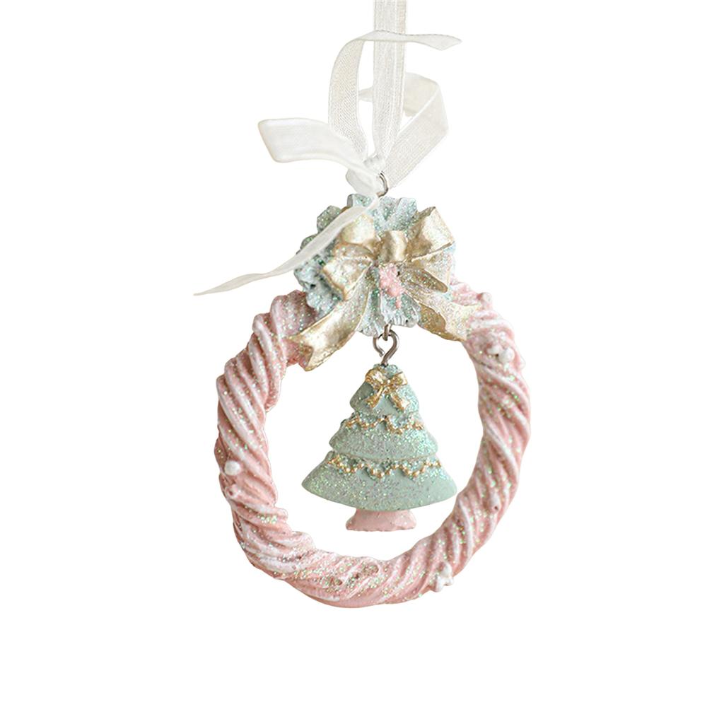 Christmas Tree Ornament Resin Hand-Painted Hanging Decor With Rope Vintage Bell Pendant For Holiday Home Party Decoration