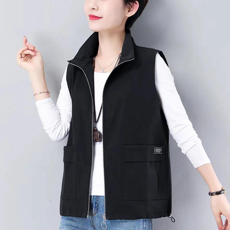 Άνοιξη Φθινόπωρο Κομψό Ταμπεραμέντο Γυναικείο Γιλέκο Μπουφάν Αμάνικο Άνετο Ευέλικτο Γυναικείο Αμάνικο Τοπ