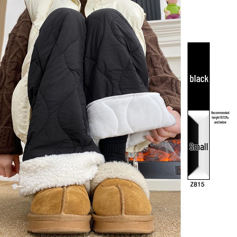 

2025 Winter Windproof Fleece Diamond Pattern Wide Leg Pants - Pink S