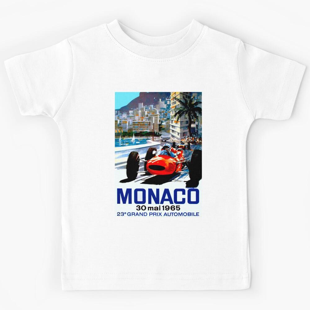 MONACO GRAND PRIX; Vintage Auto Racing Print Kids T-Shirt 150