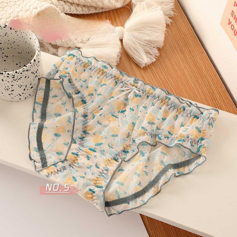 

Сетчатое цветочное свежее кружевное сексуальное нижнее белье чистое желание сладкие дышащие женские треугольные трусики со средней талией one size