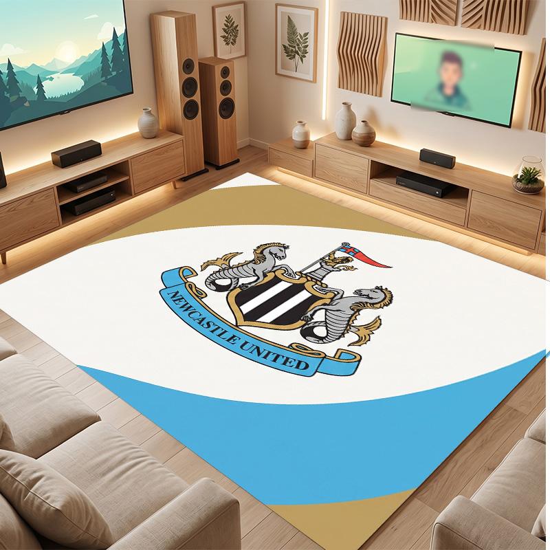 Tappeto in Velluto di Cristallo con Stampa di Calcio del Newcastle United, Comodo Assorbente d'Acqua Antiscivolo Tappeto per Pavimento Interno