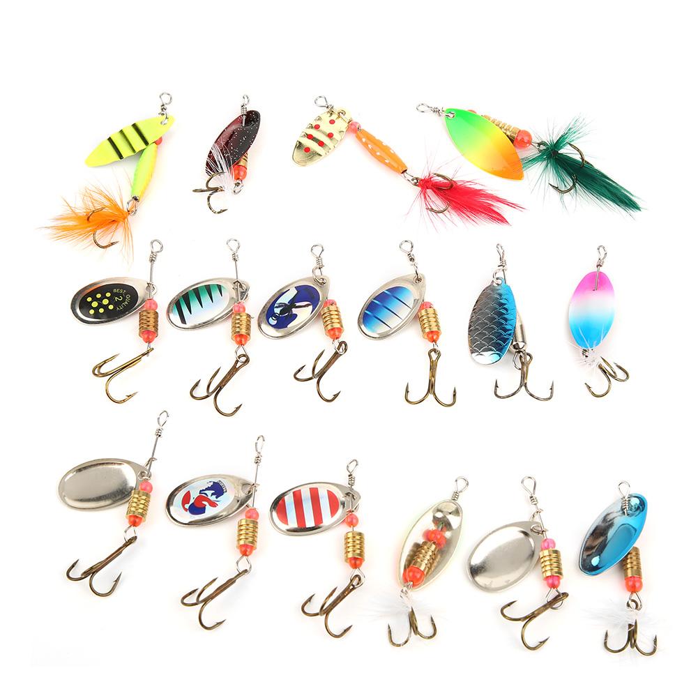 16pcs Sequins Fishing Lure Kit 3.5g 5.5g Artificial Bait with Treble Hook Fishing Accessory