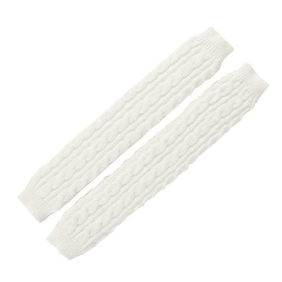 1 Pair Women Arm Warmer Thumbhole Elbow Length Stretchy Knitted Arm Sleeves Keep Warm Solid Color Fingerless Arm Gloves