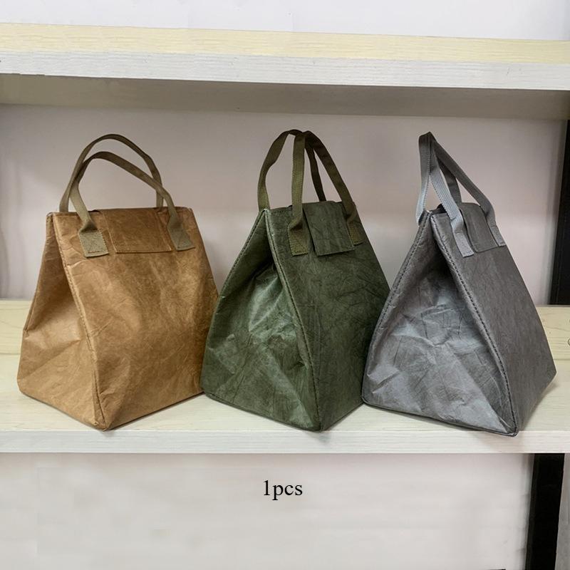 Aluminum Foil Lunch Bag Waterproof Insulated Japanese Bento Box Bag for Work, Reusable Eco-Friendly Dupont Paper Lunch Tote