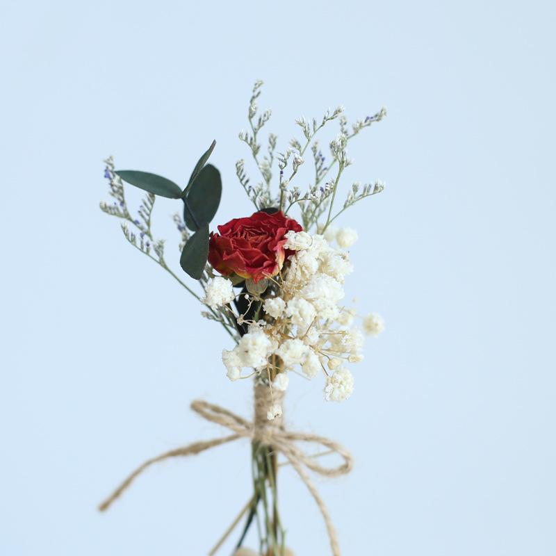 12cm Preserved Flower Boutonniere: Mini Bouquet for Bride, Bridesmaid, Wedding, Gift Box, Party Favor Decoration