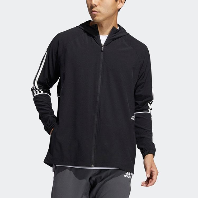 Adidas Sports Zip-Up Hooded Jacket Men Outerwear Black GL4799