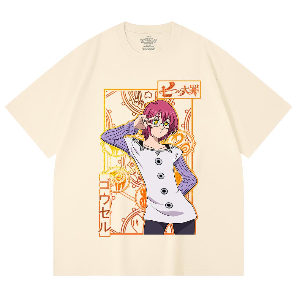 

230 Gsm 100% Cotton Seven Deadly Sins V11 Gowther Print Unisex Heavy Cotton T Shirt XS абрикосовый