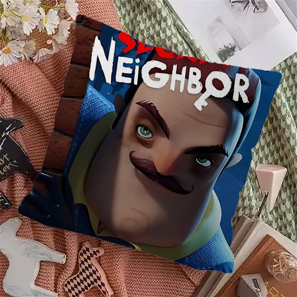 Beliebtes Horrorspiel H-Hello N-Neighbor 2 Kissenbezug Sofakissenbezug Heimzimmerdekoration Kindergeschenk