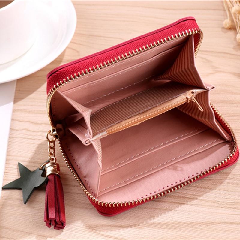 IELGY Модный универсальный простой короткий кошелек на молнии для женщин коричневый — фото 9