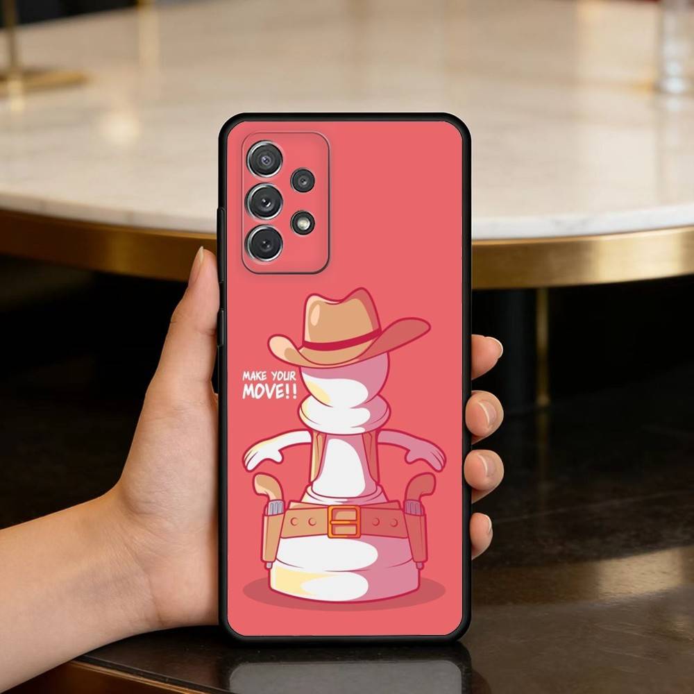 A-Art C-Chess Soft Silicone Black Cover Phone Case For Samsung Galaxy A73,A72,A71,A70,A53,A52,A51