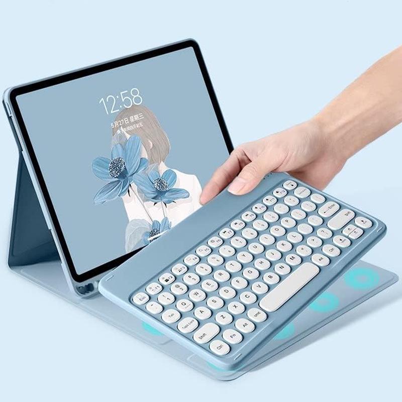 

Samsung S10FE Tablet Leather Case with Bluetooth Keyboard & Pen Slot, Magnetic Protective Cover for S6 Lite. Samsung A7 T500/T505 10.4 inches