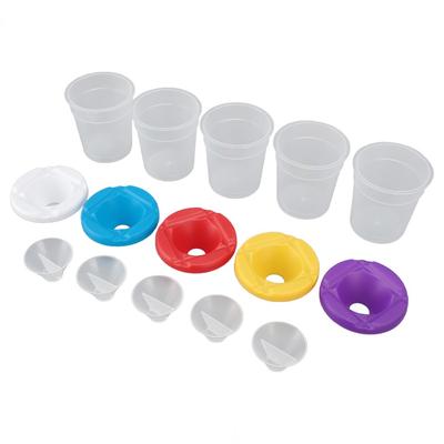 5pcs Colored Lids Spill Proof Paint Cups Flip Open Lids Pen Washing Cup  Arts And Crafts