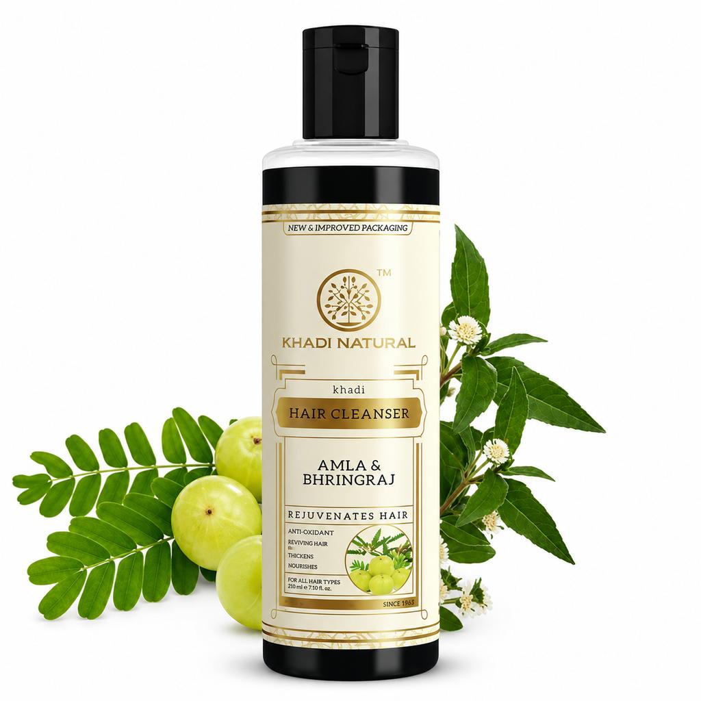 Khadi Natural Amla & Bhringraj Hair Cleanser Anti-Dandruff Shampoo 210ml