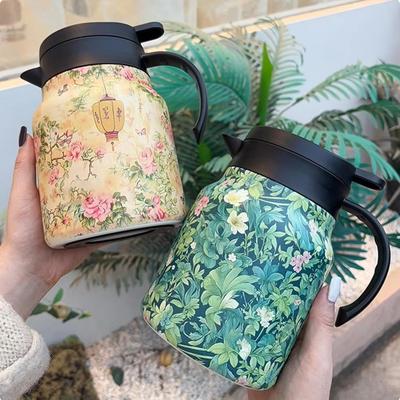 1000ml Floral Tea Kettle with Tea Infuser Stewed Teapot Elegant Insulated Carafe Office