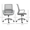 Ergonomic Desk Chair Mesh Office Chair with Adjustable Height Armrest and 360 degrees Swivel Castor Wheels Grey
