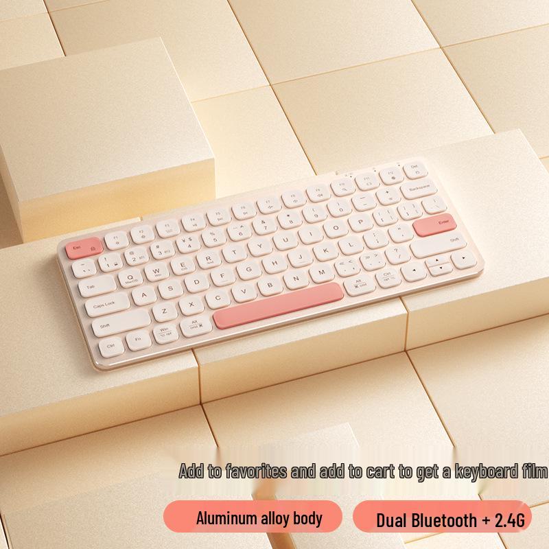 BOW Hangshi HD286CL Dual-Mode Bluetooth Wireless Ultra-Quiet Keyboard - Cute & Lightweight for Girls
