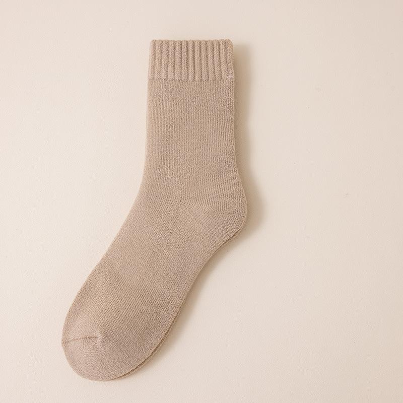 Super Thick Wool Socks, Men's Winter Mid-calf Socks with Fleece, Thickened Warm Cotton Socks, Cold-resistant Fleece Autumn and Winter Long Socks