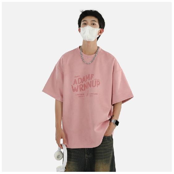 Short Sleeve t T-shirt Men's Fashion Brand Summer Loose Half Sleeve Fashion ins Simple Printed Top