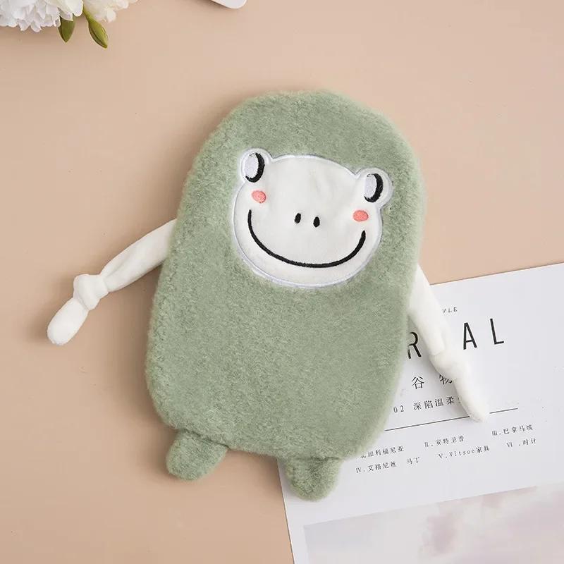 Hot Water Bottle With Cover Cartoon Frog Rabbit Warm Bag Plush Hot Water Bottle Protective Removable Hot Water Bag Cover