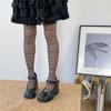 Womens Asymmetrical Horizontal Striped Pantyhose Dark Gothic Punk Aesthetic Jacquard Patterned Silky Tights Stockings
