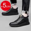 Herrsneakers äkta läder herrstövlar ökade 5 cm snörning sport casual arbetsskor hög topp läder herrankelstövlar