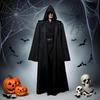 Maskenballumhang Weich Unisex Mit Kapuze Schwarzes Gewand Hexe Langer Umhang Cosplay Kostüm Requisit Party Aufführungszubehör Feiertagsdekoration
