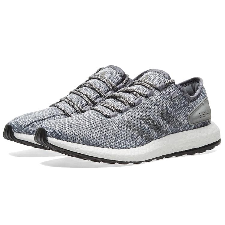 New Adidas Pure Boost 2017 Cushioning, Slip Resistant, And Abrasion Resistant Low Top Running Shoes Unisex Gray White BA8900