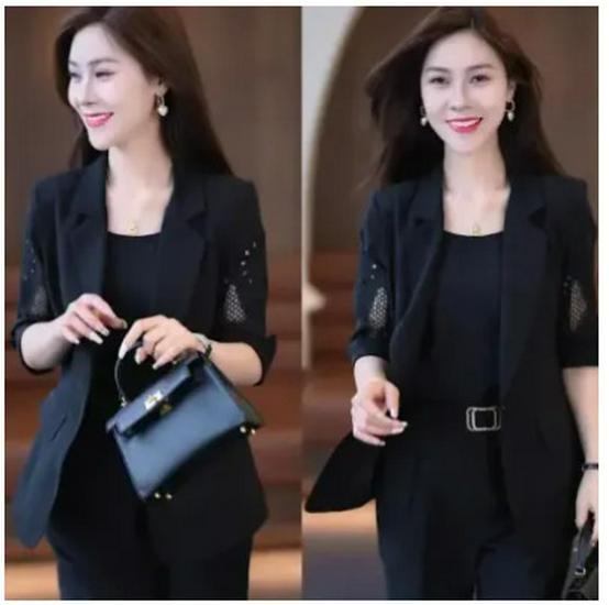 Women's 2025 New Fashion Professional Three-Piece Summer Slimming Suit with Harem Pants