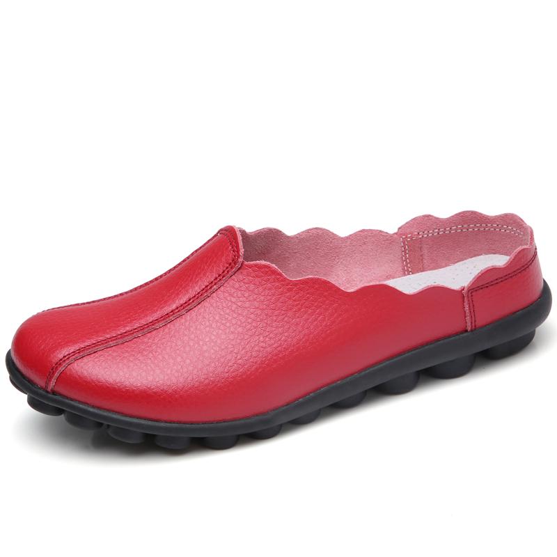 Fashion Genuine Leather Summer Loafers Women Casual Shoes Moccasins Soft Ladies Flats White Baotou Half Slippers Versatile Bottom Shallo