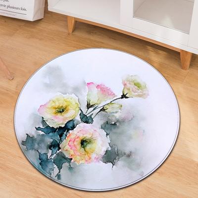 Blumenmuster Teppich Rund Floral Wohnzimmer Bereichsteppich Chinesischer Stil Schlafzimmerteppich Kinder Spielbodenmatte Küche Badteppich Heimdeko