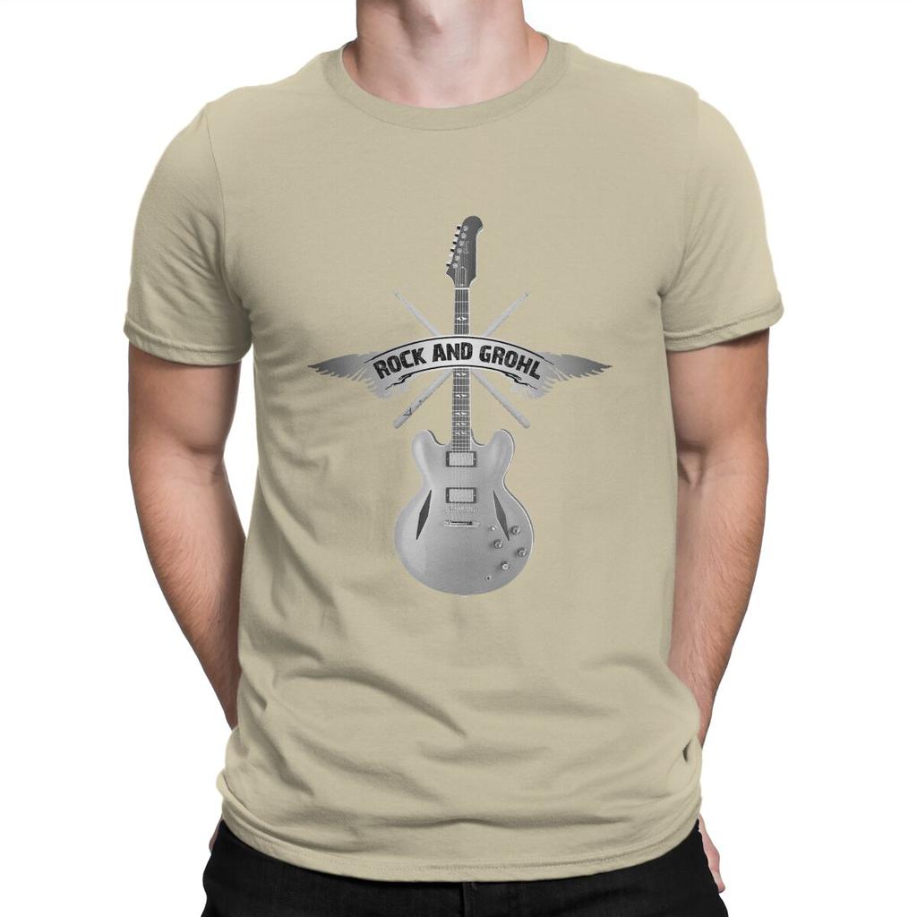 Humor Guitar T-Shirt for Men Round Collar Cotton T Shirts Foo Band Fighters Short Sleeve Tee Shirt Printed Tops