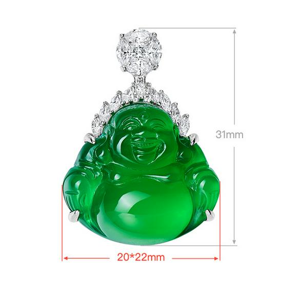

Natural Green Chalcedony Buddha Pendant in S925 Sterling Silver - Luxurious High-End Agate Design 925 Silver Pendant (Chain Excluded)