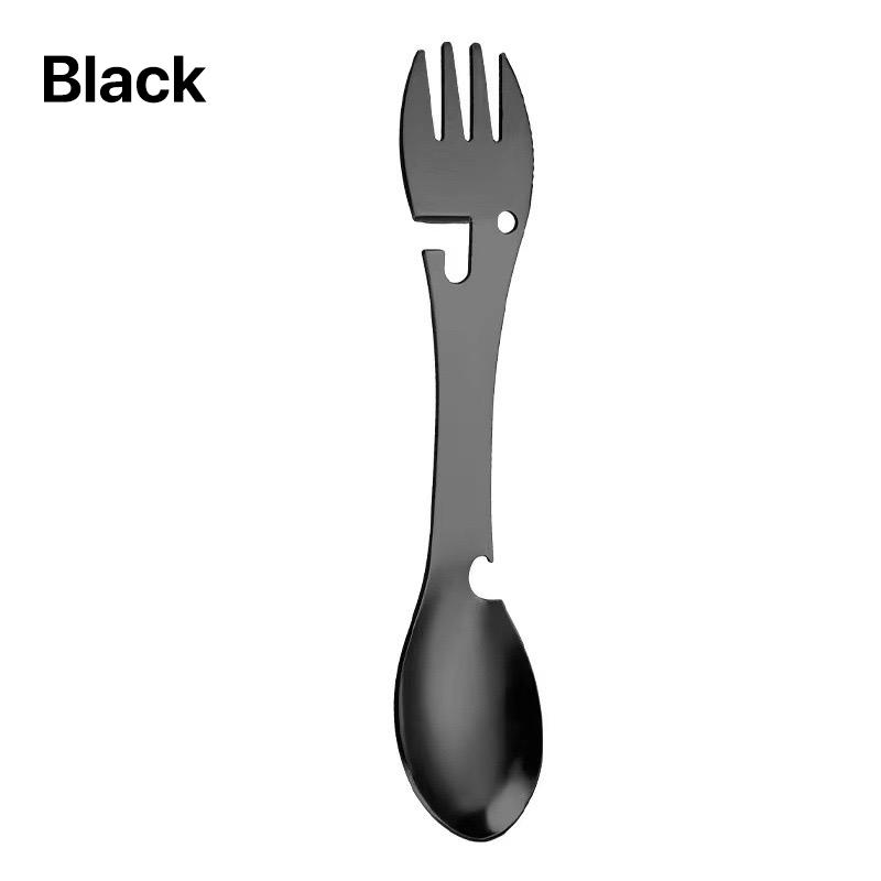 5 In 1 Multitool Stainless Steel Fork Spork Spoon Cutlery Flatware Utensil Portable Camp Multi Tool Bottle Opener Can Opener